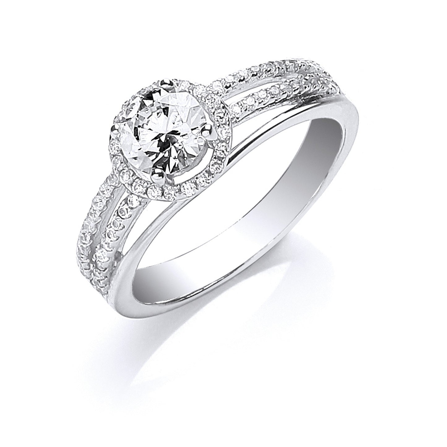 Silver S/S with Cubic Zirconia on Shoulders Ring - Silver