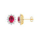 9ct Yellow Gold LAB GROWN 0.60ct Solitaire Diamond & 2.20ct Oval Ruby Earrings IGI Certified