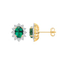 9ct Yellow Gold LAB GROWN 0.60ct Solitaire Diamond & 1.40ct Oval Emerald Earrings IGI Certified