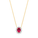 9ct Yellow Gold LAB GROWN 0.30ct Solitaire Diamond & 1.10ct Oval Ruby Pendant With Chain IGI Certified