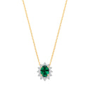 9ct Yellow Gold LAB GROWN 0.30ct Solitaire Diamond & 0.65ct Oval Emerald Pendant With Chain IGI Certified