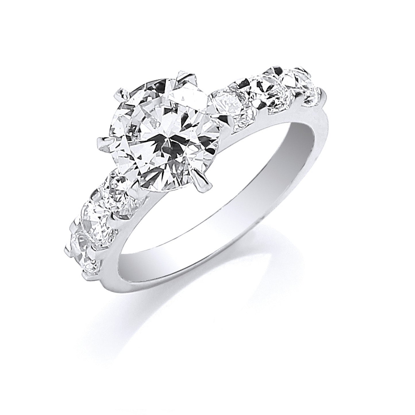 Silver Fancy Round Brilliant Centre Cubic Zirconia Ring - Silver