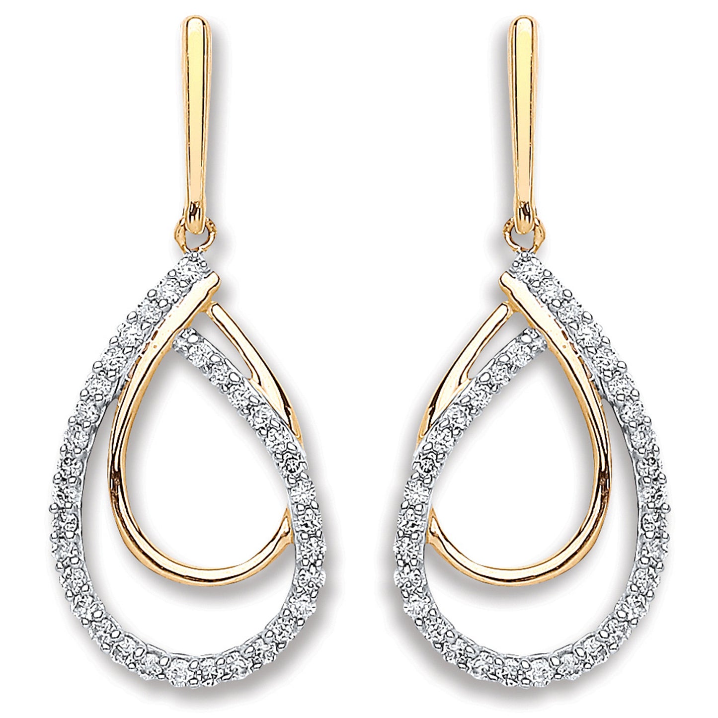 9ct Yellow Gold 0.20ct Dia Drop Earrings - 9ct Gold
