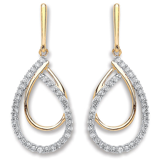 9ct Yellow Gold 0.20ct Dia Drop Earrings - 9ct Gold