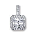 Silver Square Cubic Zirconia Pendant
