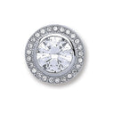Silver Round Rubover, Halo Cubic Zirconia Pendant