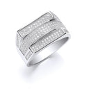 Silver Micro Pave' Cubic Zirconia Gents Ring