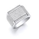 Silver Micro Pave' Cubic Zirconia Gents Ring