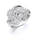Silver Cubic Zirconia Knot Gents Ring