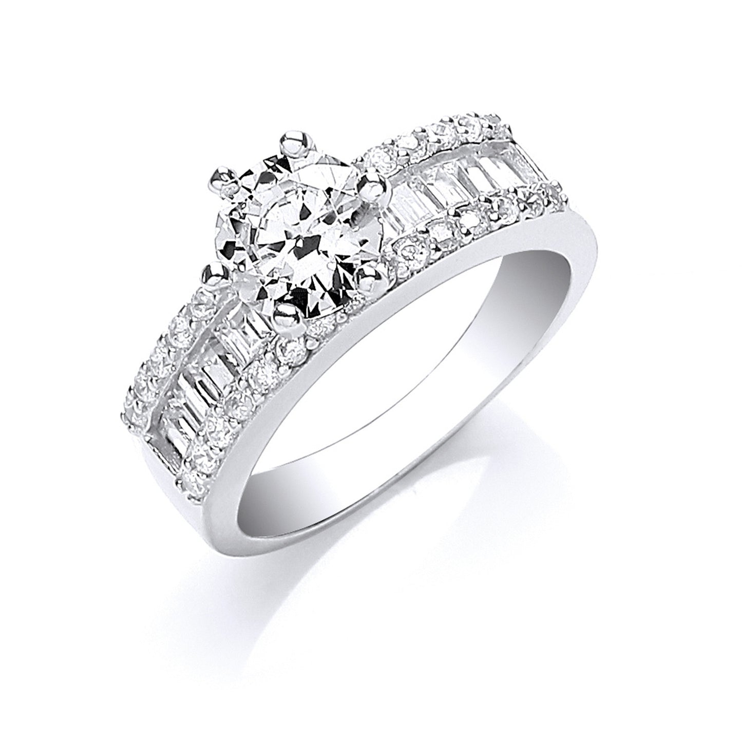 Silver Half ET with Cubic Zirconia in the Centre Ring - Silver