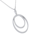 Micro Pave' Oval Double Row Cubic Zirconia Pendant with 18" Chain