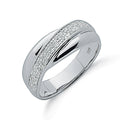 Silver Pave Set Cubic Zirconia Cross Over Ring