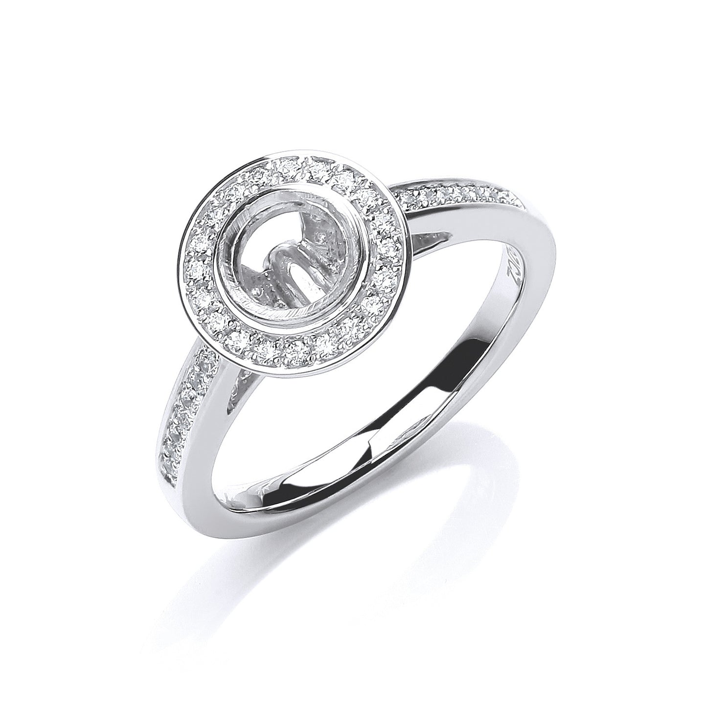 18ct White Gold 0.29ct & (0.50ct Centre) Semi-Set Mount G/VS - 18ct Gold
