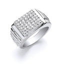 Silver Gents Square Top Cubic Zirconia Ring