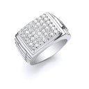 Silver Gents Square Top Cubic Zirconia Ring