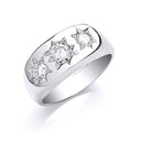 Silver Gents 3 Stone Cubic Zirconia Ring