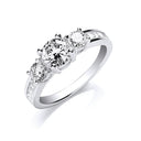 Silver Trilogy Rd. Brilliant with Baguettes on Shoulder Ring