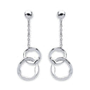Silver Interlocking Circles Drop Earrings