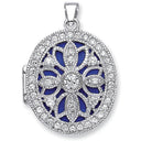 Silver Oval Cubic Zirconia Locket