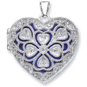 Silver Heart Cubic Zirconia Locket