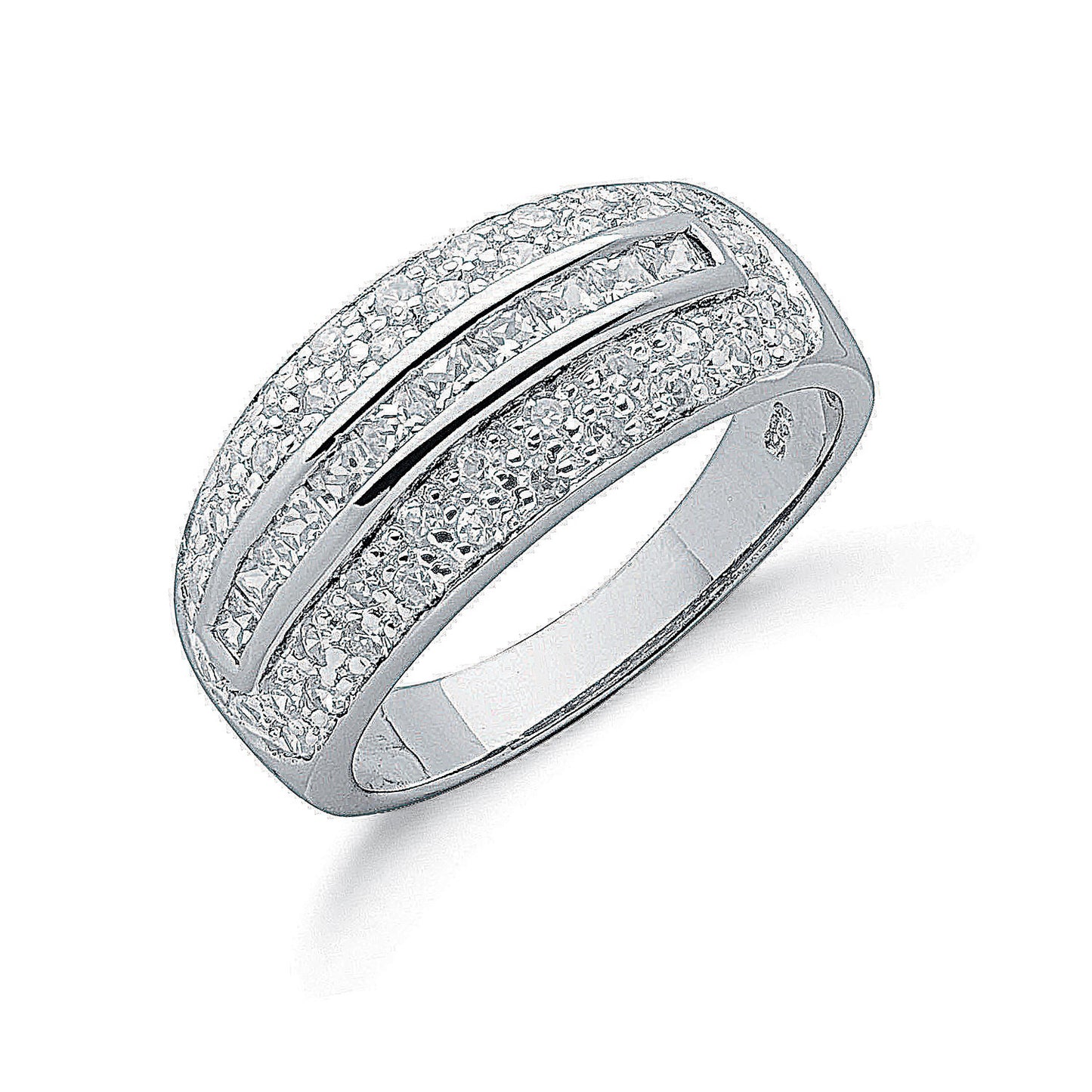 Silver Fancy Cubic Zirconia Bombay Ring - Silver