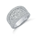 Silver Fancy Pave Set Cubic Zirconia Ring