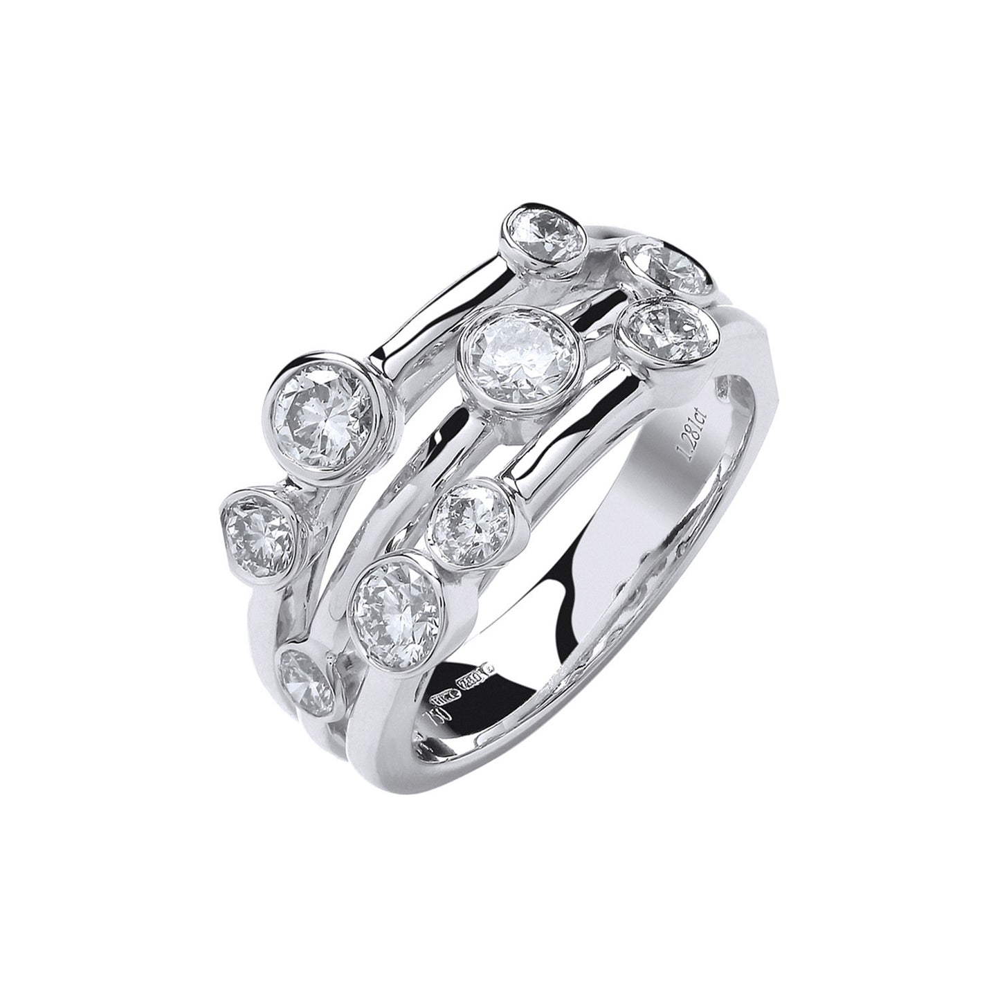 18ct White Gold 1.30ct GH-SI Diamond Dress Ring - 18ct Gold