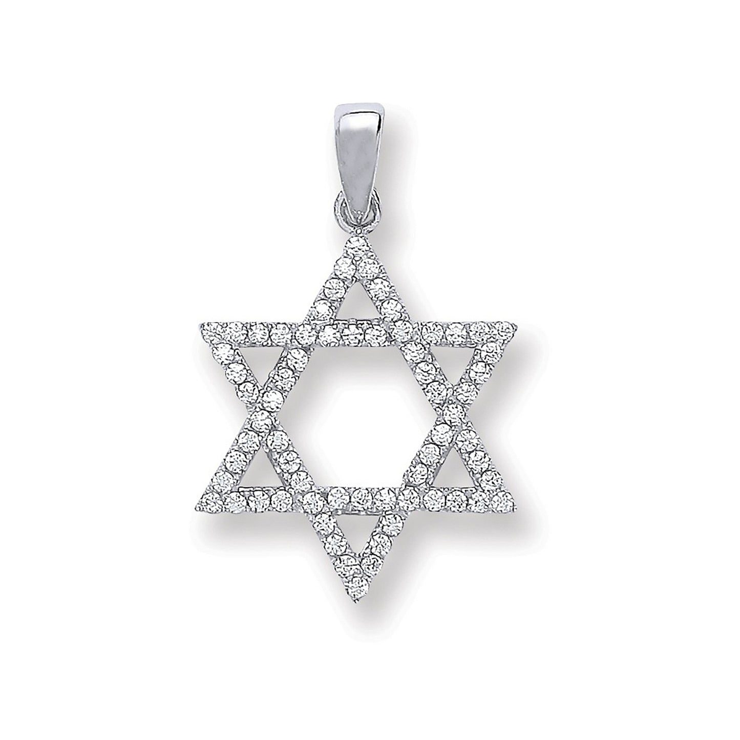Silver Cubic Zirconia Star Of David Pendant - Silver