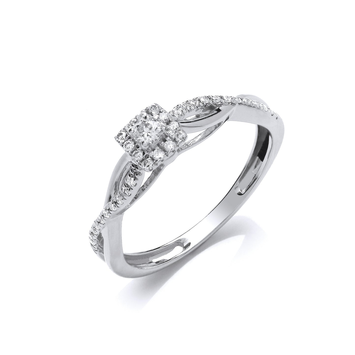 9ct White Gold 0.20ct Diamond Solltaire Style Ring - 9ct Gold