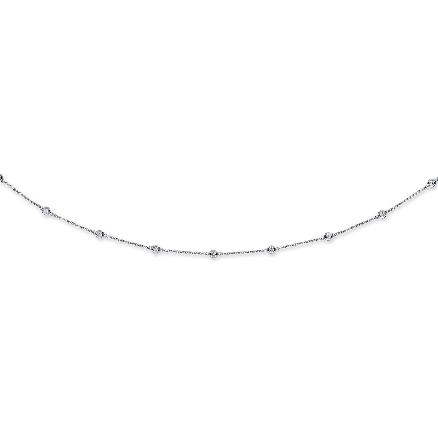 18ct White Gold 1.00ct Diamond by the yard Necklace (18in/45cm) - 18ct Gold