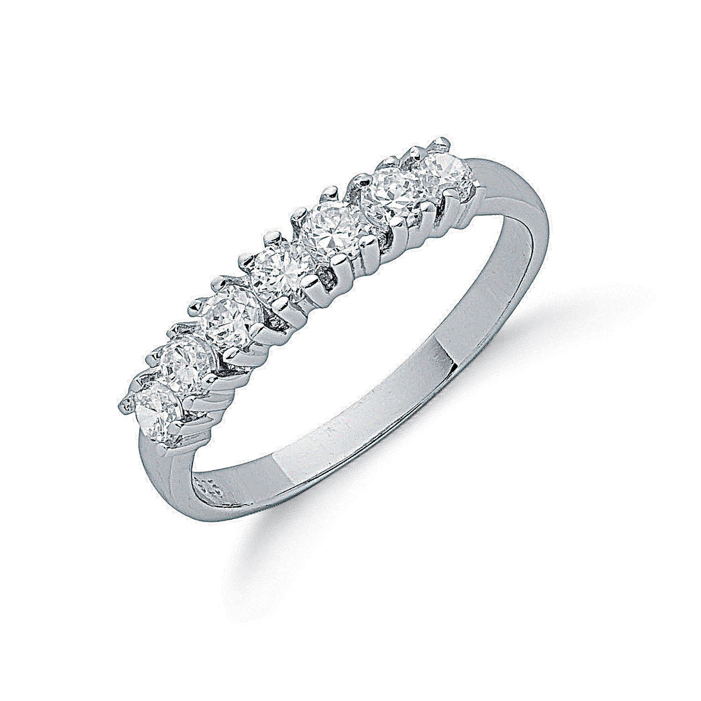 Silver Claw Set Cubic Zirconia Half Eternity Ring - Silver
