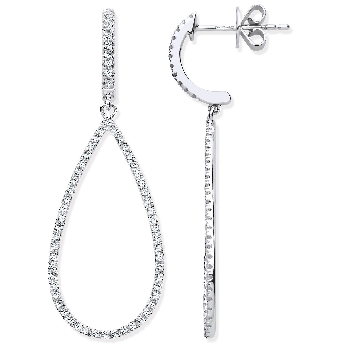 9ct White Gold 0.35ct Diamond Drop Earrings - 9ct Gold