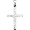 Silver Solid Cross with Design and Plain Back
