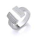 Silver T-Bar Cubic Zirconia Ring