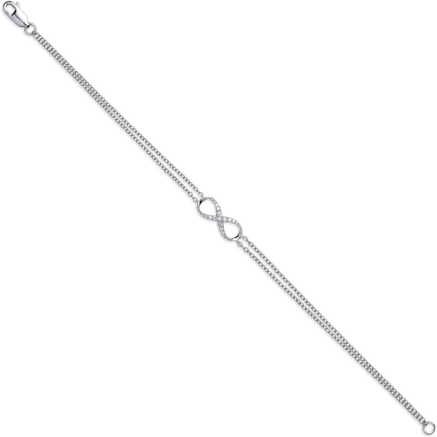 9ct White Gold 0.15ct Diamond Bracelet - 9ct Gold