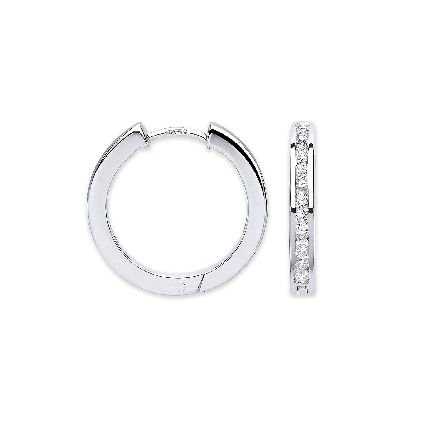 9ct White Gold 0.50ct Diamond Hoop Earrings - 9ct Gold