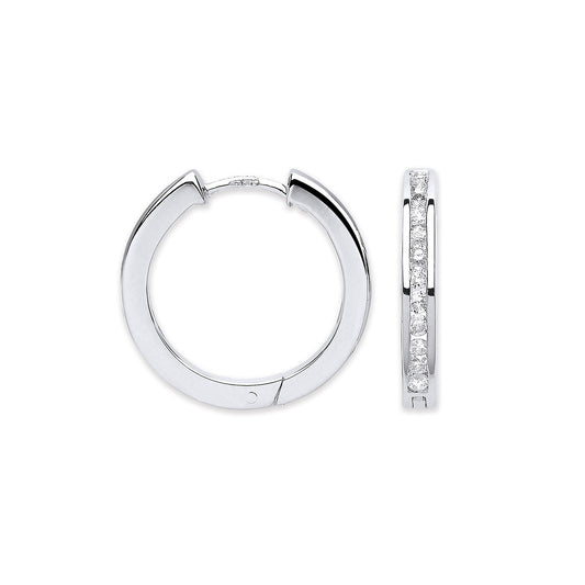 9ct White Gold 0.50ct Diamond Hoop Earrings - 9ct Gold