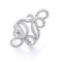 Silver Fancy Cubic Zirconia Long Top Ring