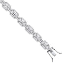 Silver Clear Cubic Zirconia Emerald Cut in a Halo Style Tennis Bracelet