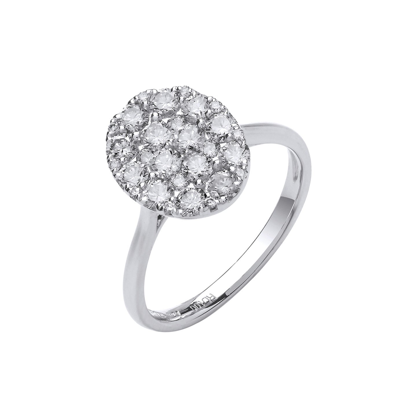 18ct White Gold 1.00ct Oval Dress Ring - 18ct Gold