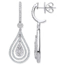 18ct White Gold 1.17ct Fancy Pear Shaped Grain Set Drop Earrings