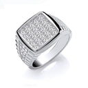 Silver Gents Square Top Cubic Zirconia Ring