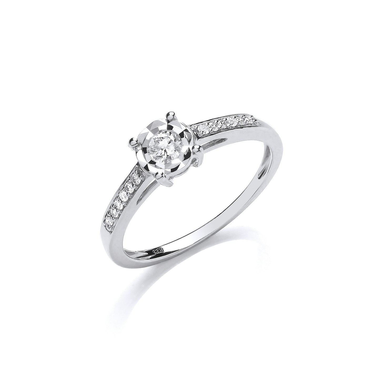 9ct White Gold 0.15ct Solitaire Ring - 9ct Gold