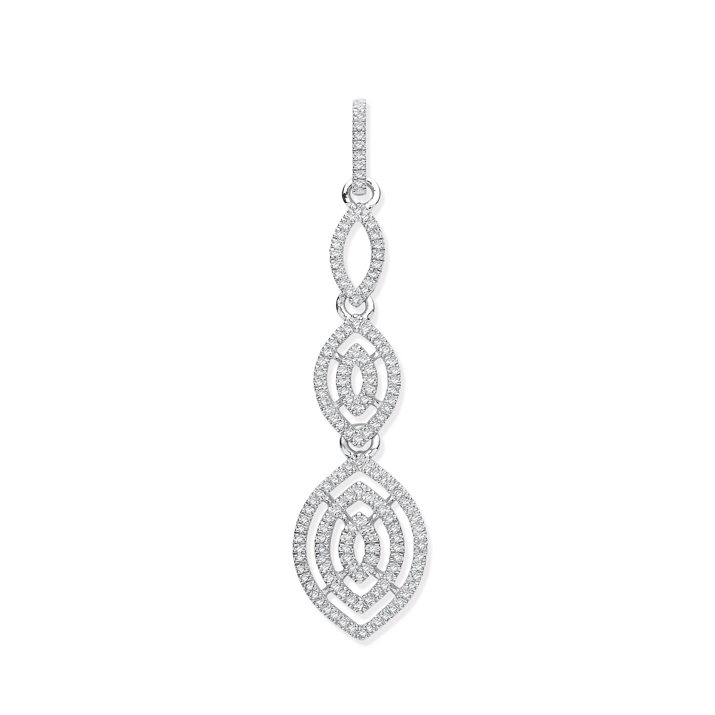 9ct White Gold Drop 0.25ct Diamond Pendant - 9ct Gold