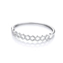 Honeycomb Style Cubic Zirconia Silver Bangle