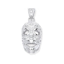 Silver Cubic Zirconia Skull Bones Pendant