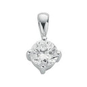 Silver Claw Set Cubic Zirconia Single Stone Pendant
