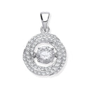 Silver Cubic Zirconia Swirl Pendant with Hanging Shimering Cubic Zirconia