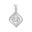 Silver Cubic Zirconia Pendant with Hanging Shimering Clear Cubic Zirconia