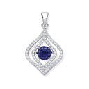 Silver Cubic Zirconia Pendant with Hanging Shimmering Blue Cubic Zirconia